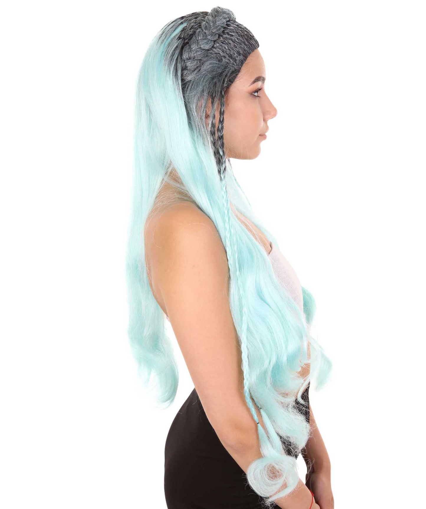 Womens Fantasy Braided Wig , Blue TV/Movie Wigs , Premium Breathable Capless Cap