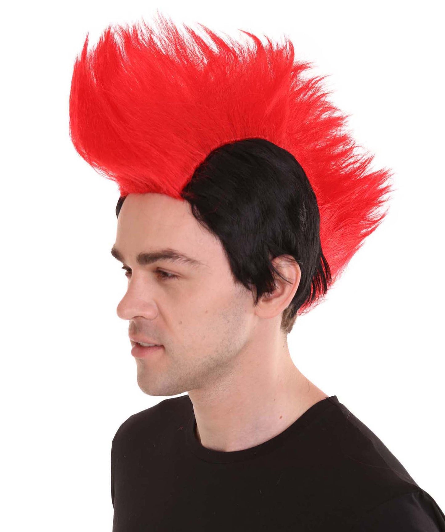 Red and Black Men's Mohawk Wig