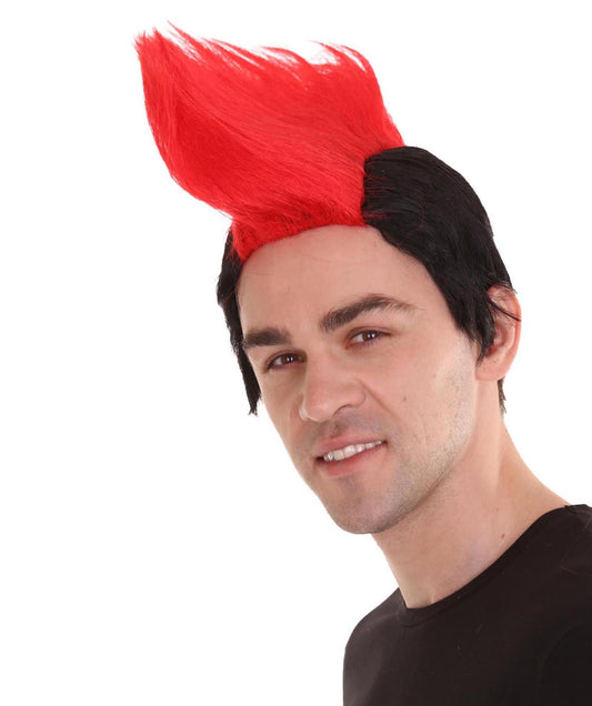 Red and Black Men's Mohawk Wig