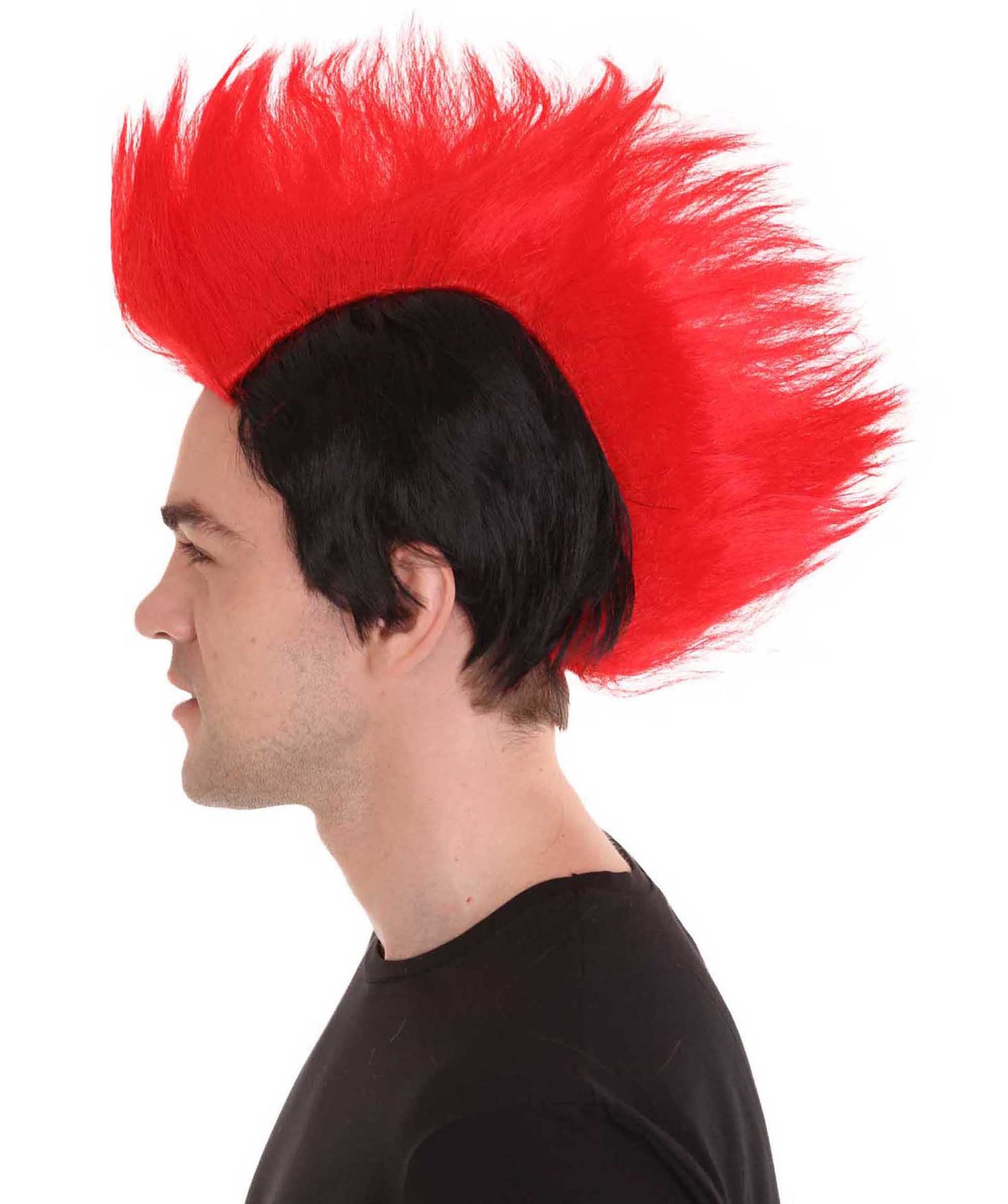 Red and Black Men's Mohawk Wig