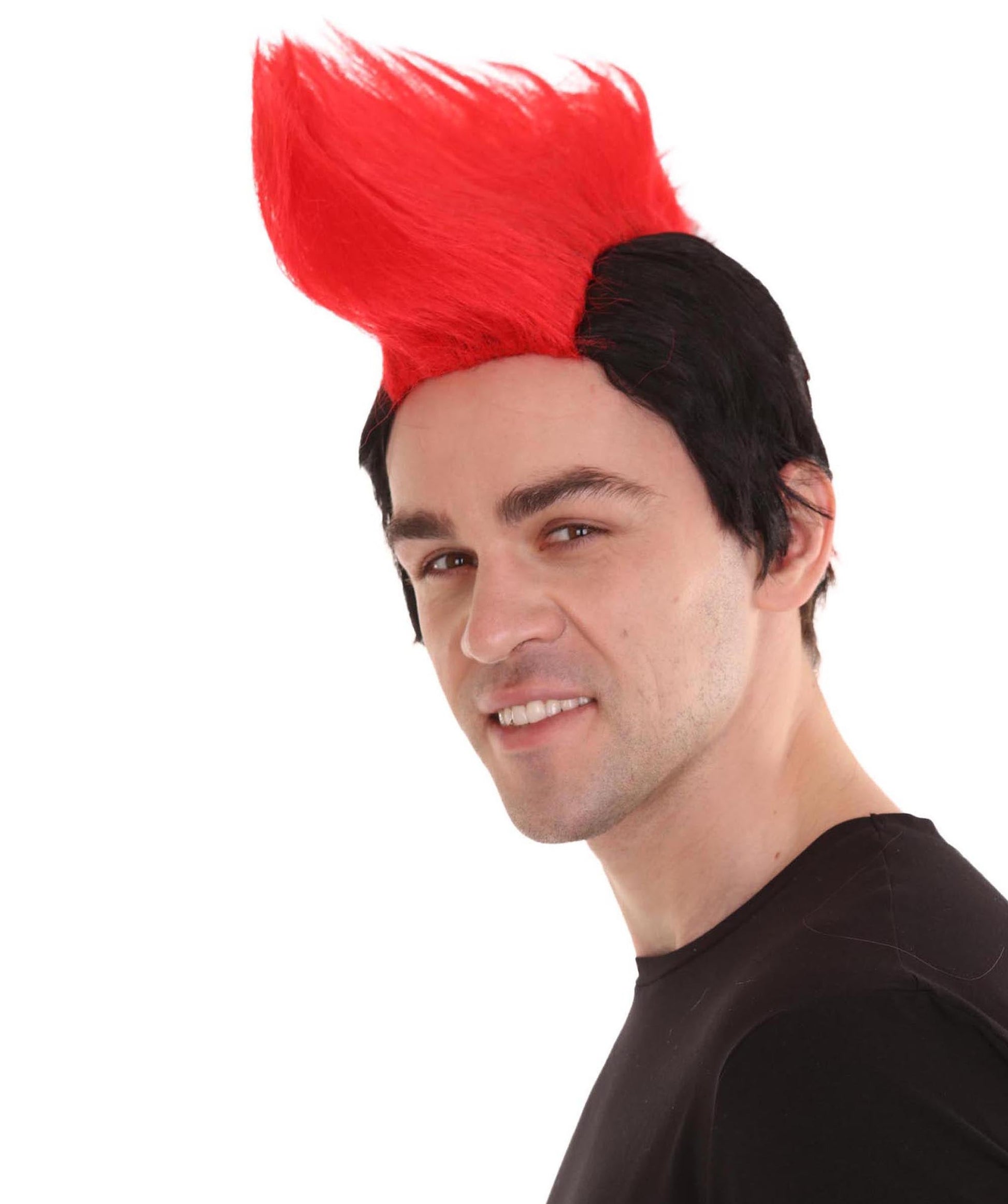 Red and Black Men's Mohawk Wig