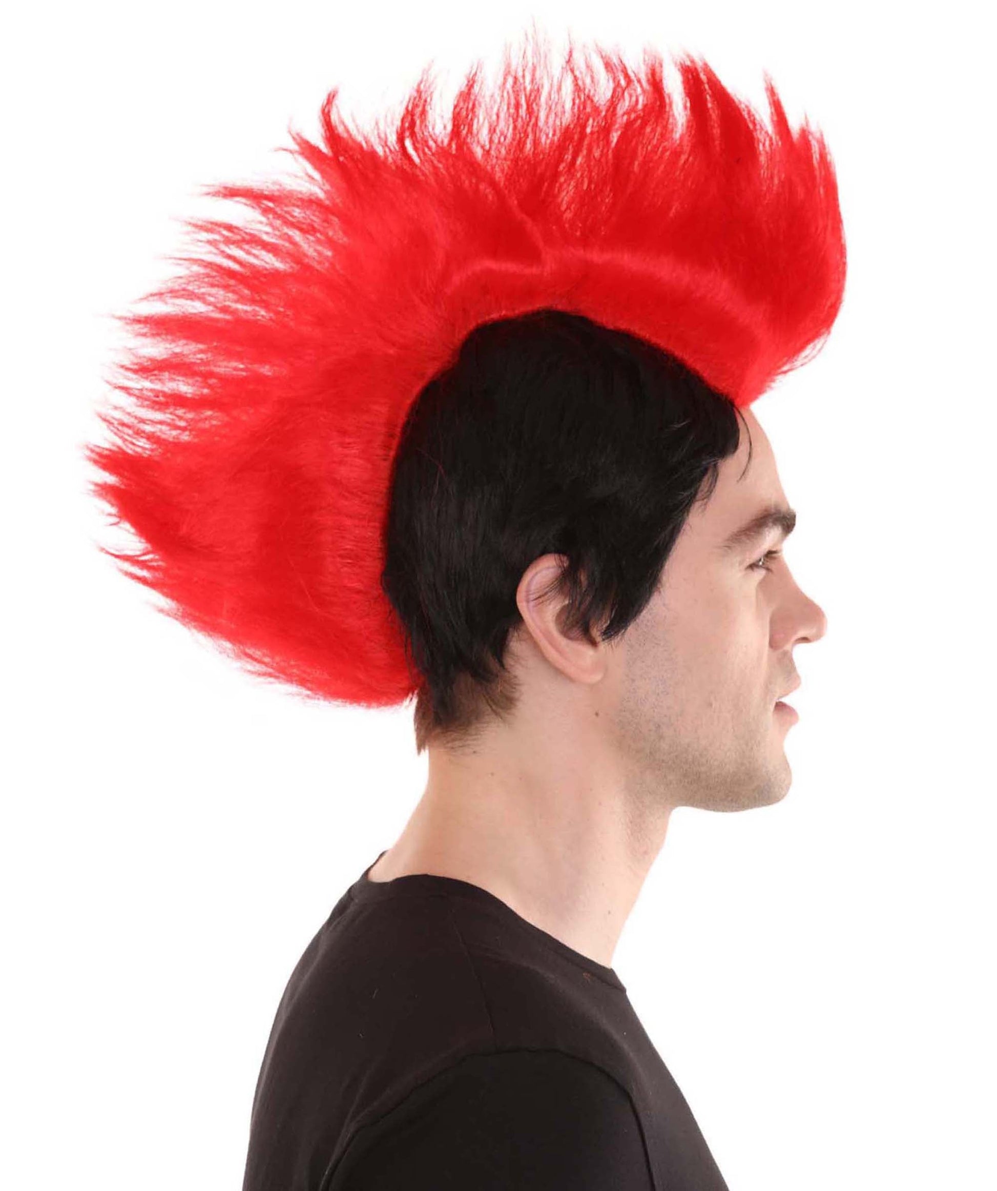 Red and Black Men's Mohawk Wig