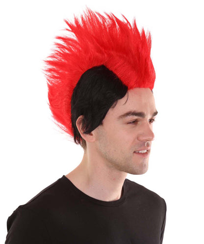 Red and Black Men's Mohawk Wig