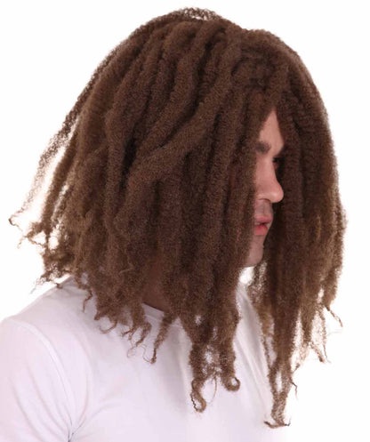 Dreadlock human hair | Light Brown Historical Character Fancy  Halloween Wig | Premium Breathable Capless Cap