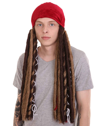 Pirate Pete Mens Wig | Halloween Wig With Red Cap