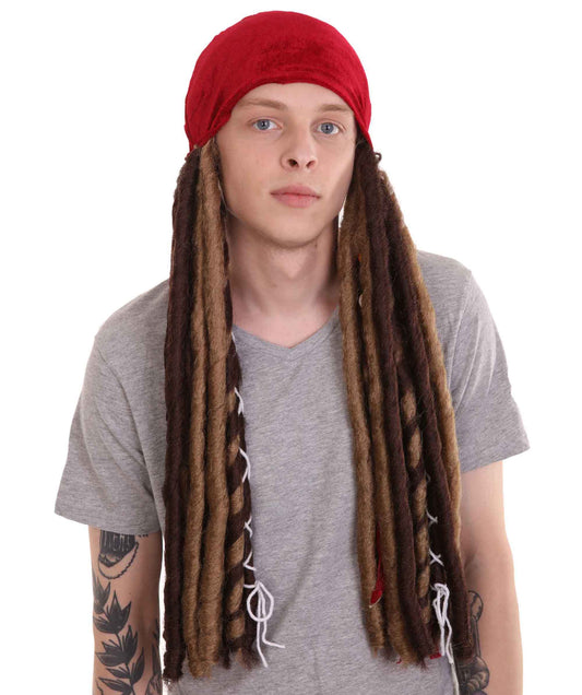 Pirate Pete Mens Wig | Halloween Wig With Red Cap