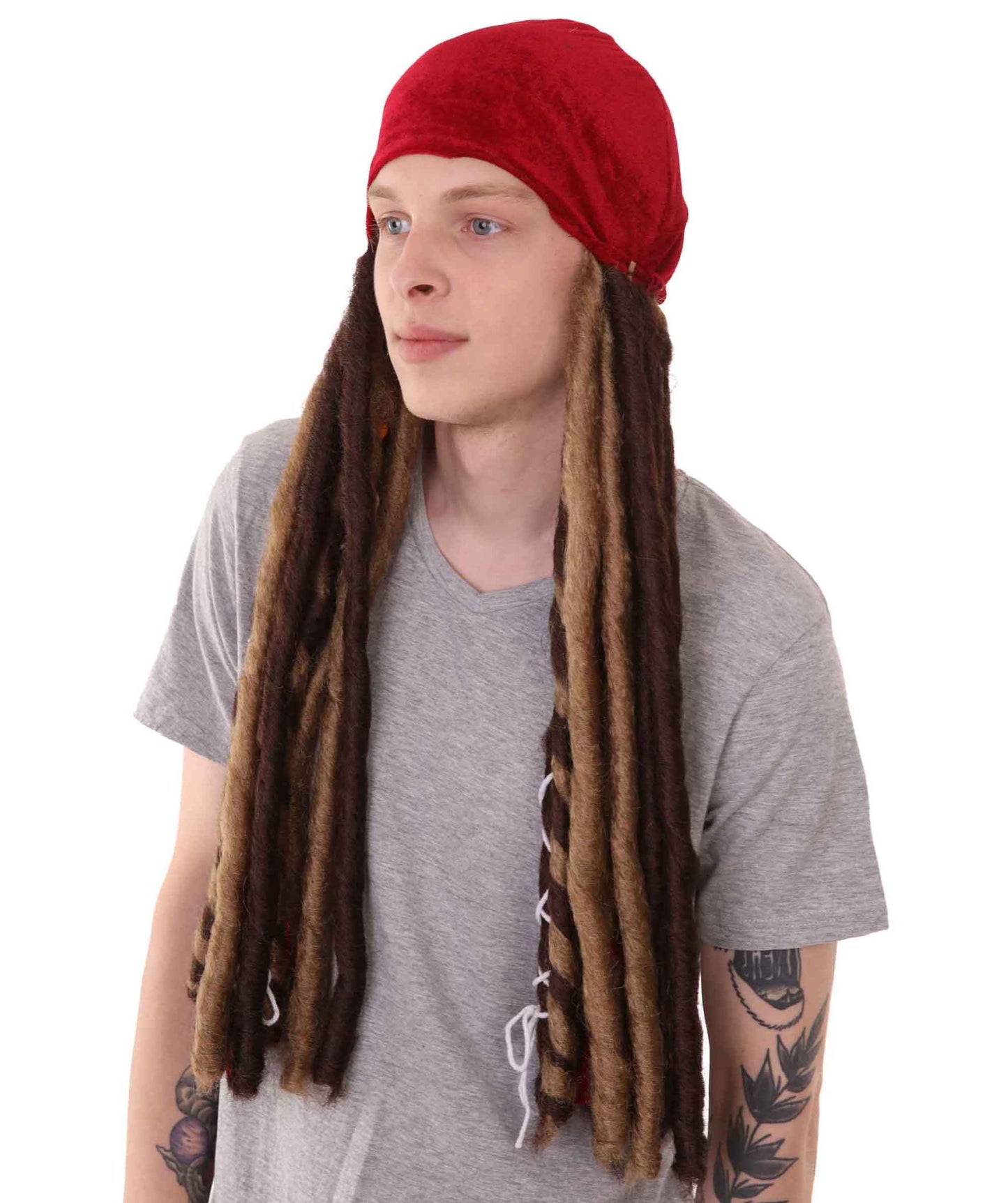 Pirate Pete Mens Wig | Halloween Wig With Red Cap