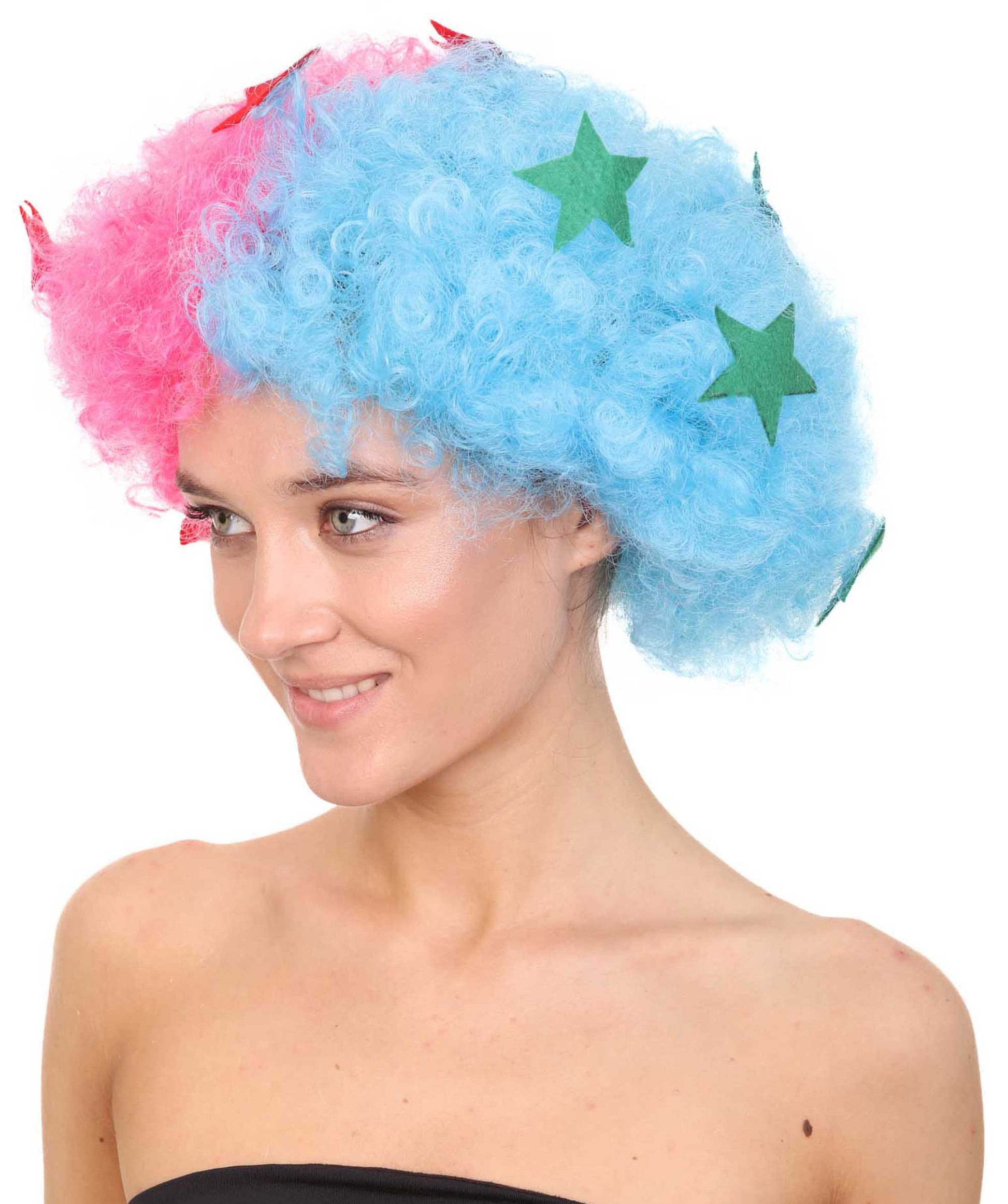 Pink & Sky Blue Jumbo Afro Cosplay Wig