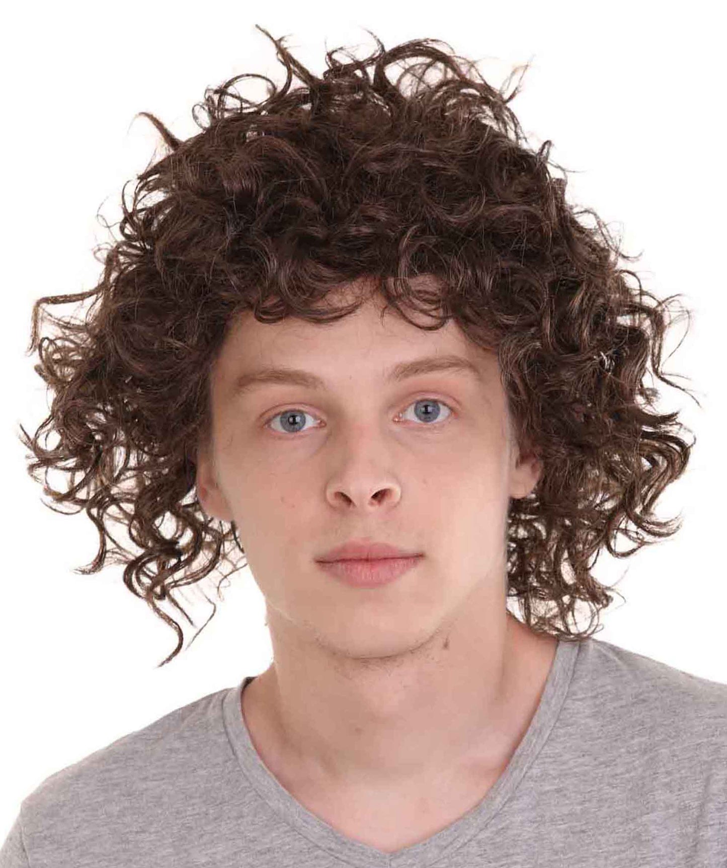 Movie Mens Brown Curly Cosplay Wig 