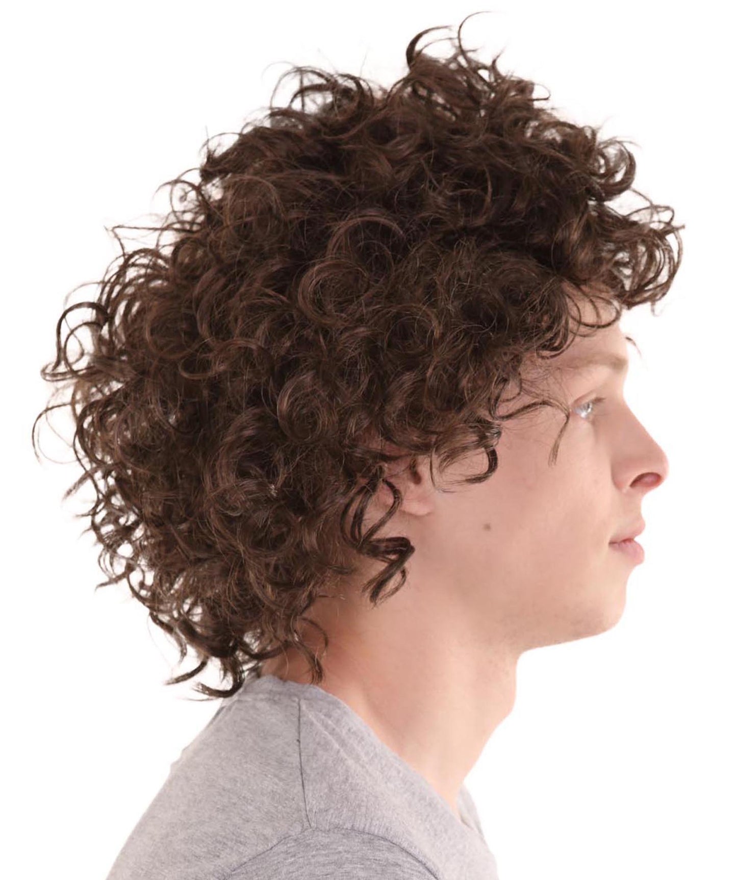 Movie Mens Brown Curly Cosplay Wig 