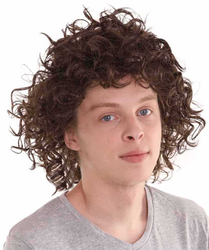 Movie Mens Brown Curly Cosplay Wig 