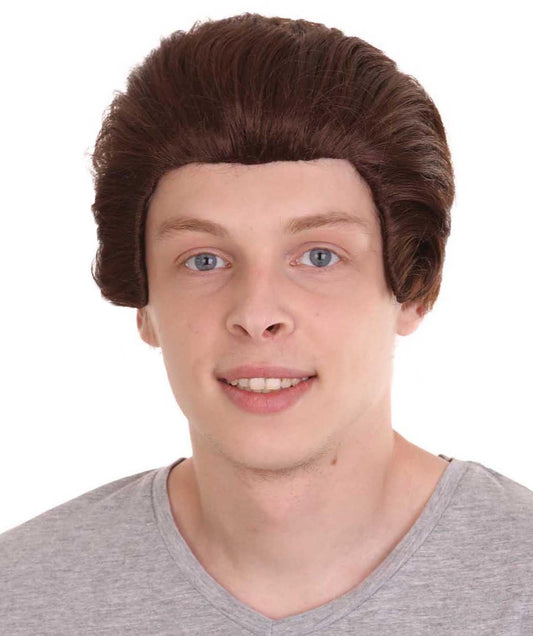 Men Short Brown Wig | All Back Halloween Wig | Premium Breathable Capless Cap
