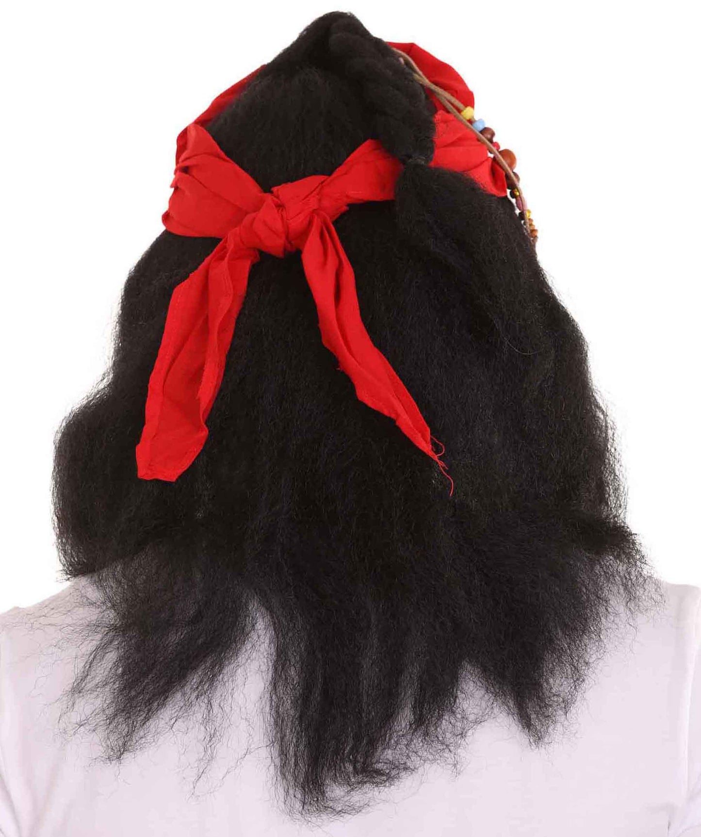 Caribbean Pirate Mens Wig | Black Wig With Red Cap | Premium Breathable Capless Cap