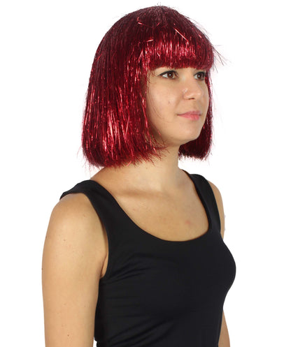 Red Bob Tinsel Wig