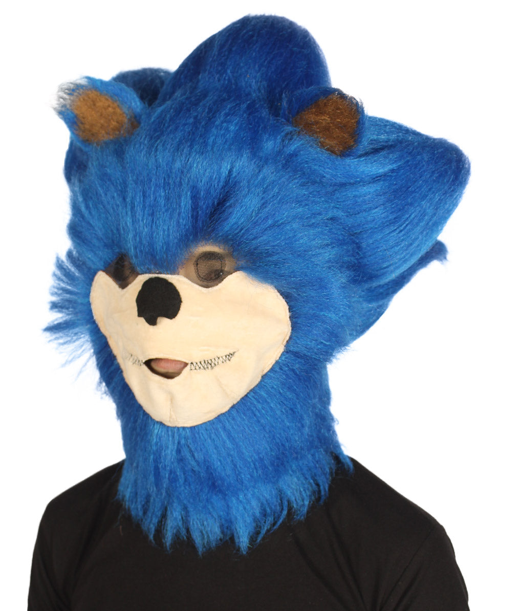 Furry Game | Men's White and Blue Straight Long Furry Hedgehog Costume Fancy Wig | Premium Breathable Capless Cap