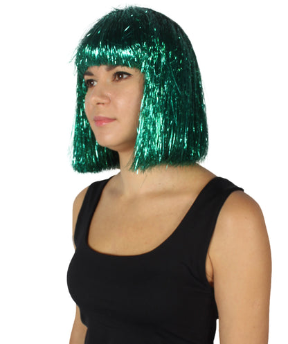 Green Bob Tinsel Wig