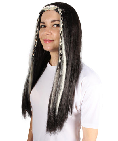 Women's K-pop Girl Group Singer Black & Blonde  Wig with Braided Streaks | Best for Halloween | Flame-retardant Synthetic Fiber