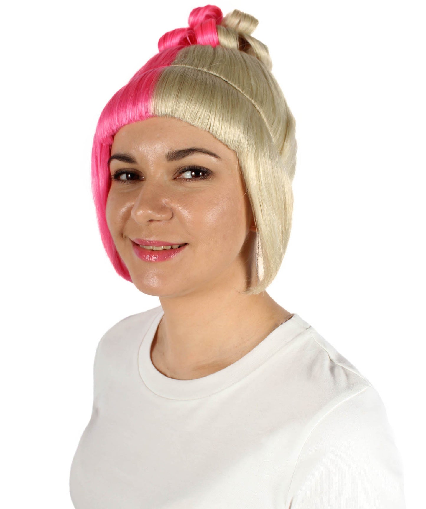 Blonde/Pink Animated Lucy Updo Wig
