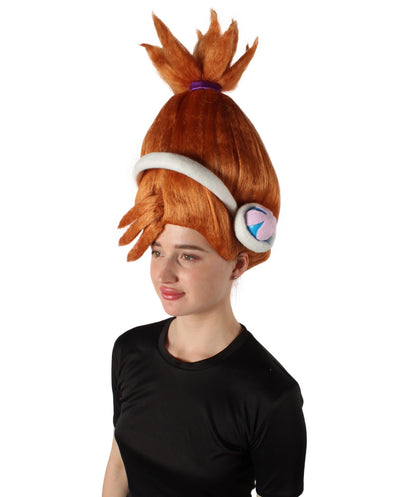 DJ Suki | Orange Ponytail Updo Wig and White Costume Headphones