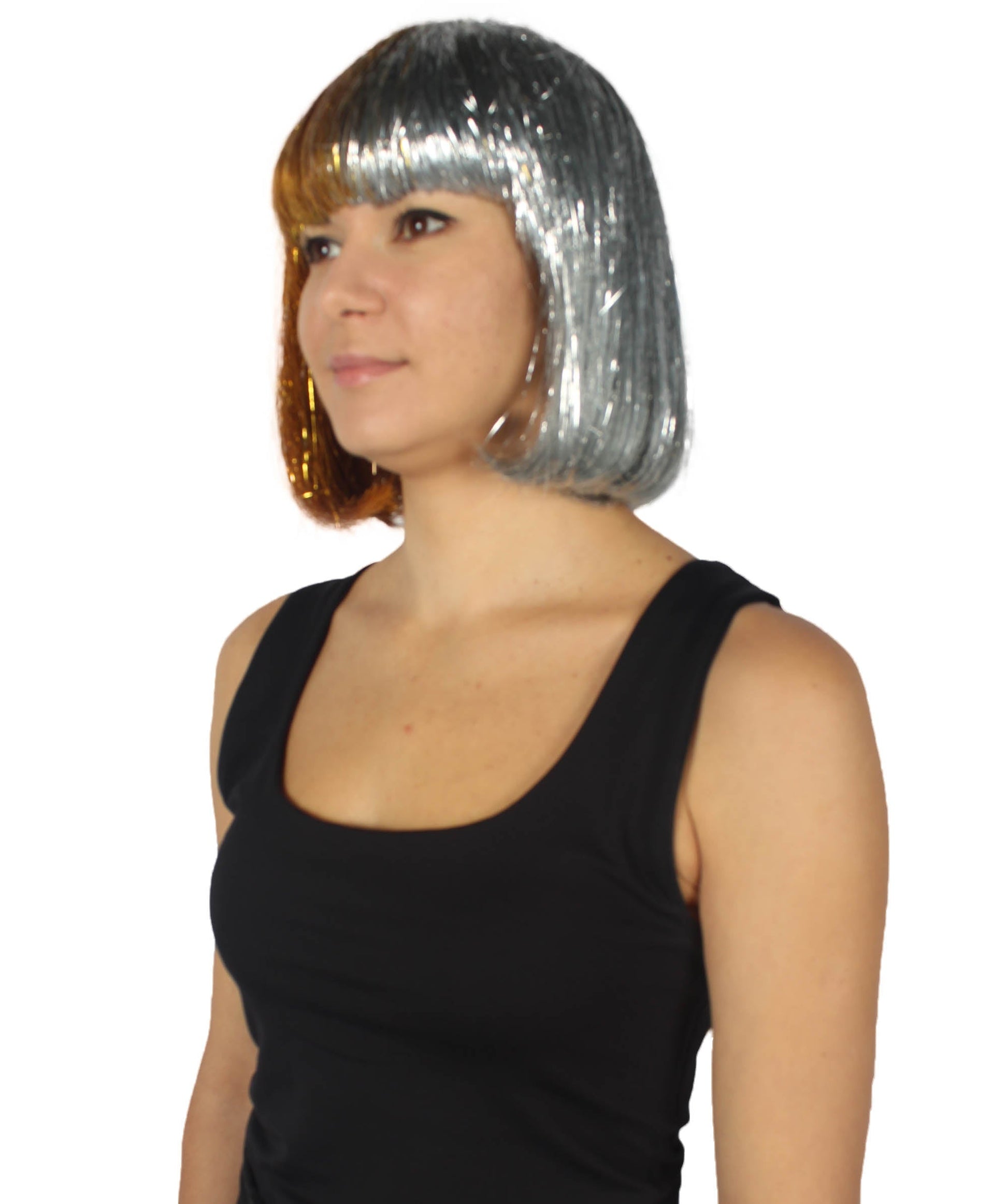 Gold and Silver Bob Tinsel Wig