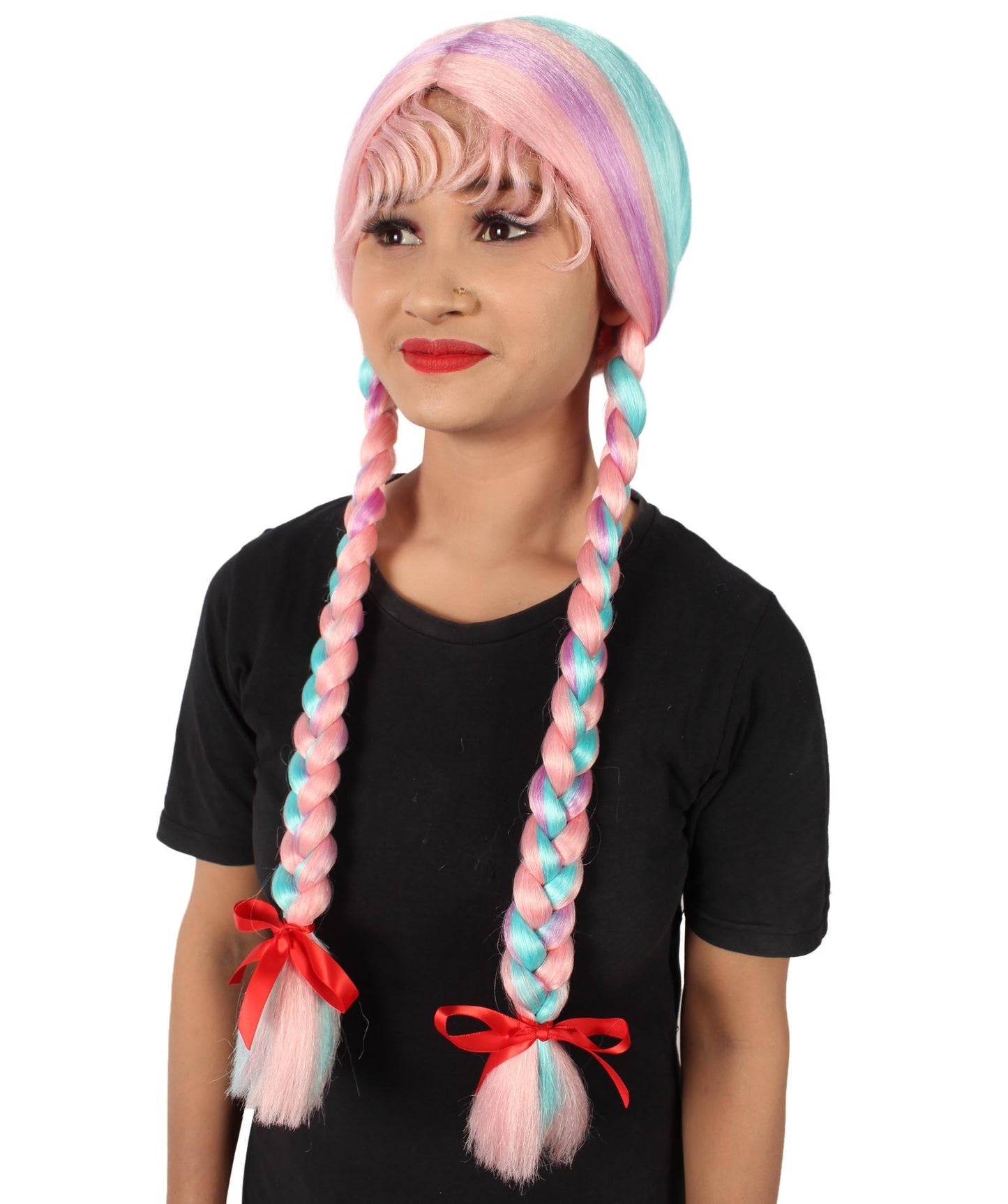 Mixed Pink Multiple Colors Option Long Braided Wig