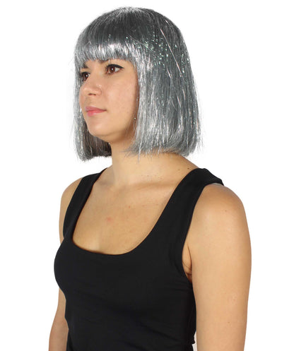 Silver Bob Tinsel Wig