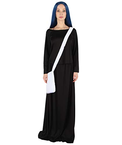 Women's Dress Handmaid Costume with Bag and Bonnet | Black Fancy Costume
