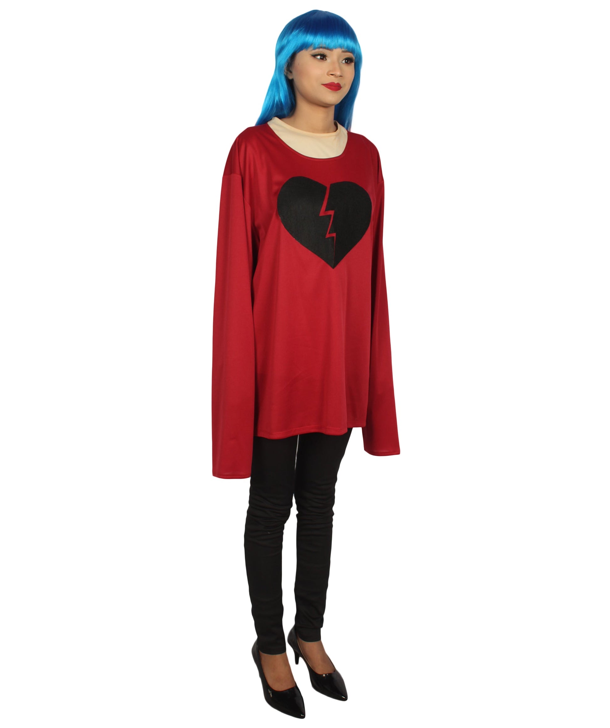 Wine Red My Heart Is Broken Long Sleeve Costume