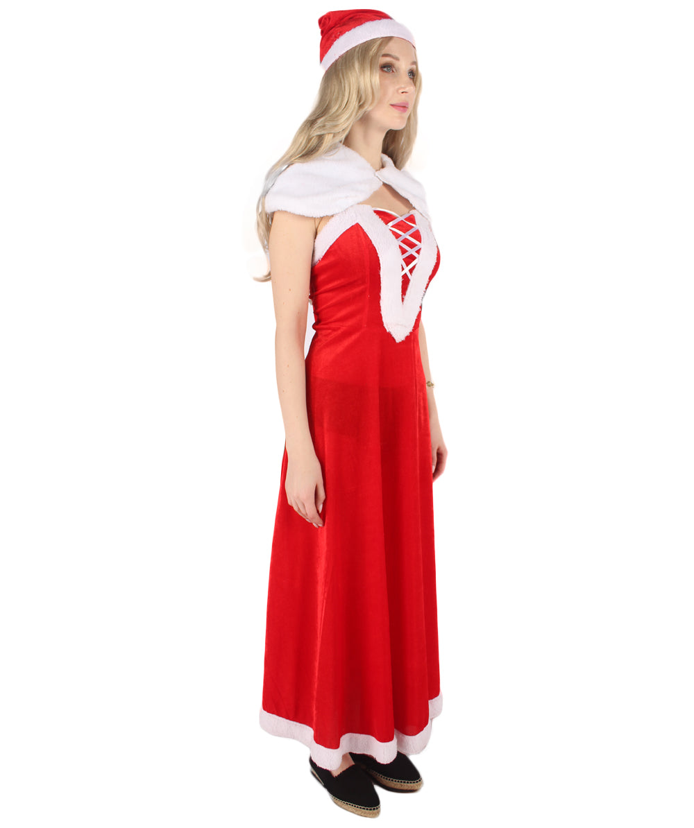 Women Luxury Miss Santa Costume | Red & White Christmas