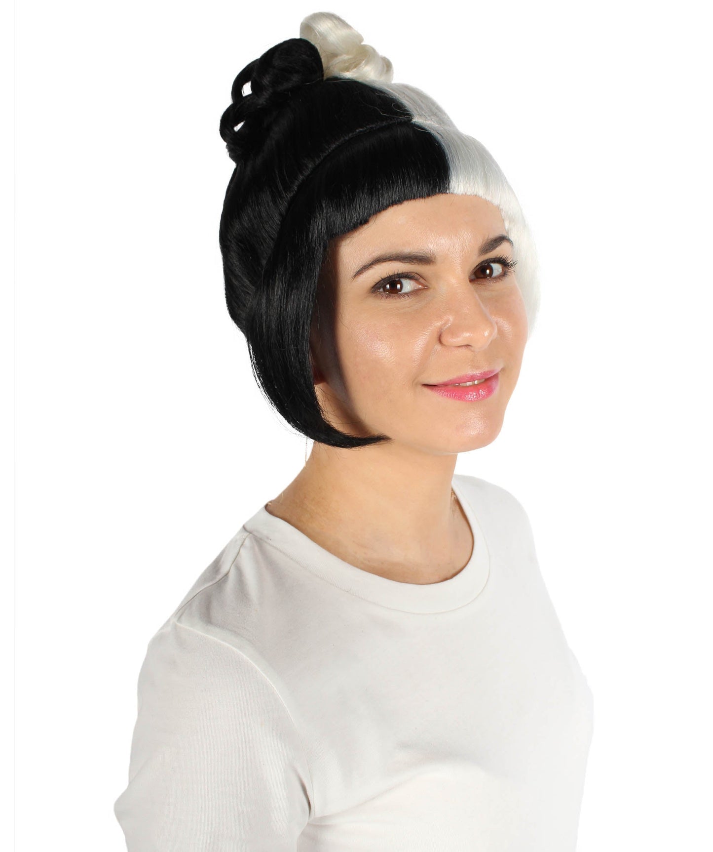 White/Black Animated Lucy Updo Wig