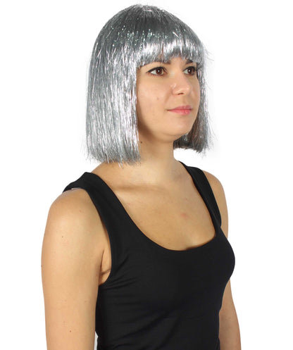 Silver Bob Tinsel Wig