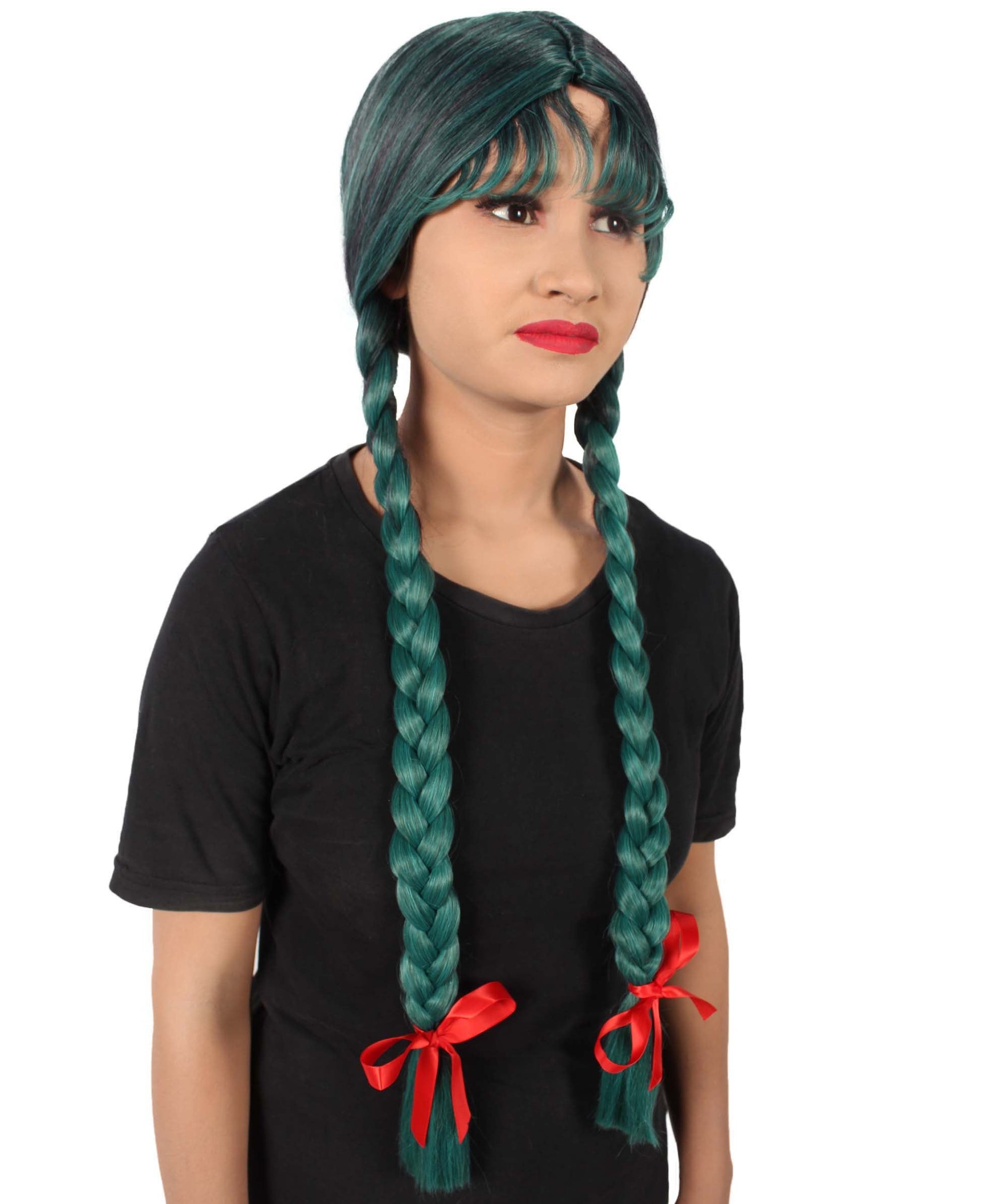 Ash Green Multiple Colors Option Long Braided Wig