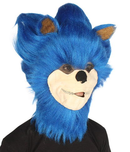 Furry Game | Men's White and Blue Straight Long Furry Hedgehog Costume Fancy Wig | Premium Breathable Capless Cap