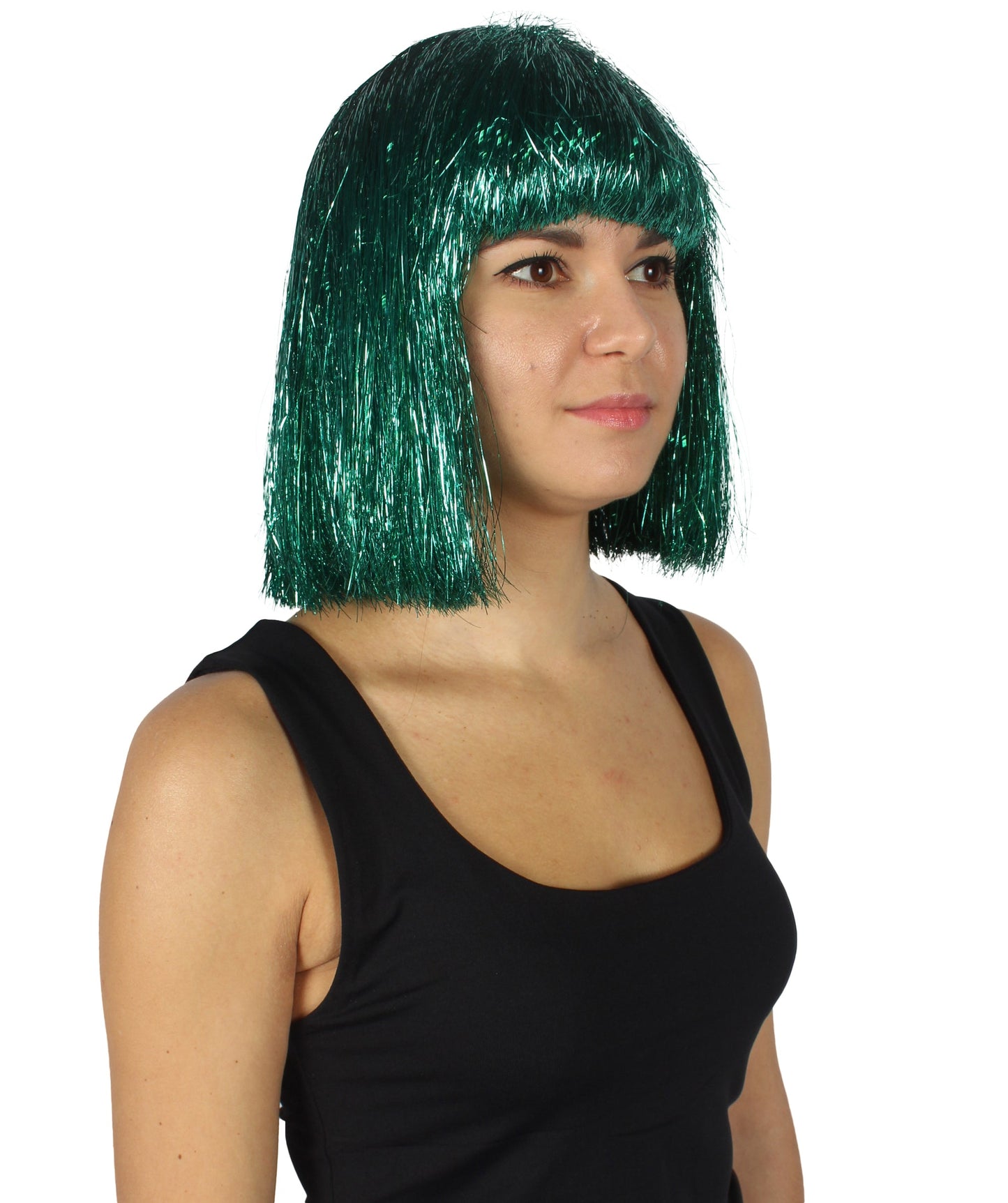 Green Bob Tinsel Wig