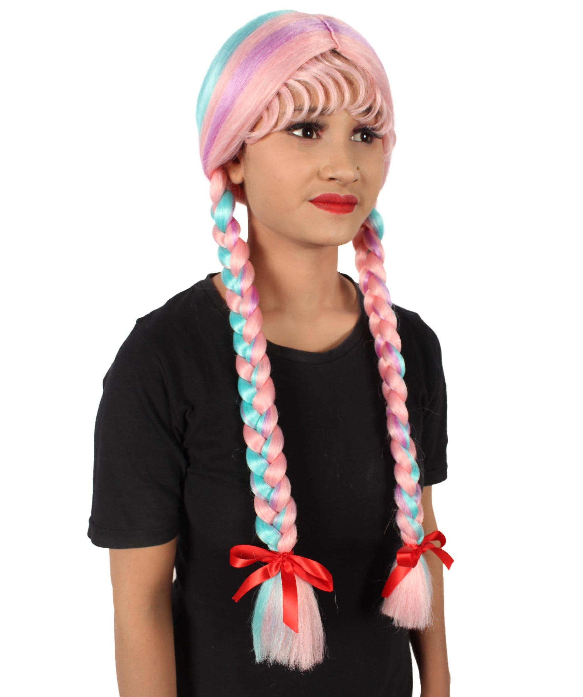 Mixed Pink Multiple Colors Option Long Braided Wig