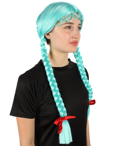 Light Blue Multiple Colors Option Long Braided Wig