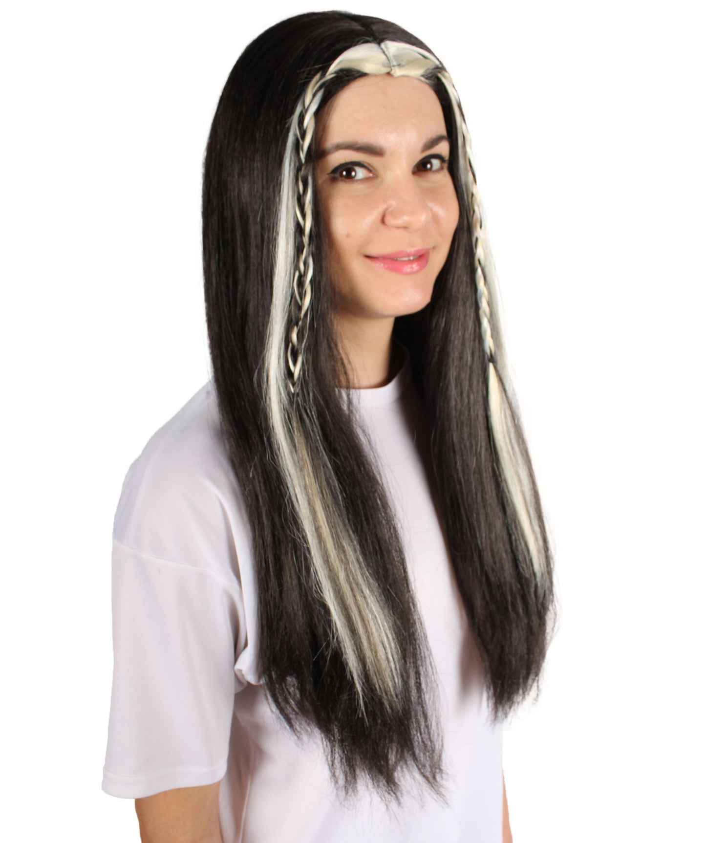 Women's K-pop Girl Group Singer Black & Blonde  Wig with Braided Streaks | Best for Halloween | Flame-retardant Synthetic Fiber