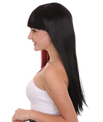 Rainbow & Black Women's Two-Tone Long Straight Wig