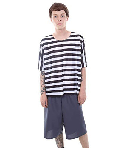 Men's Striped TV/Movie Costume | Black and White Fancy Costume