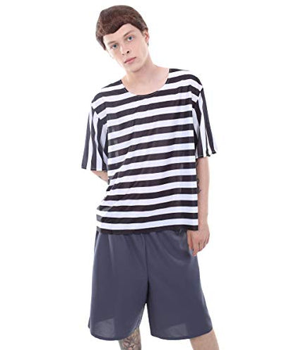 Men's Striped TV/Movie Costume | Black and White Fancy Costume