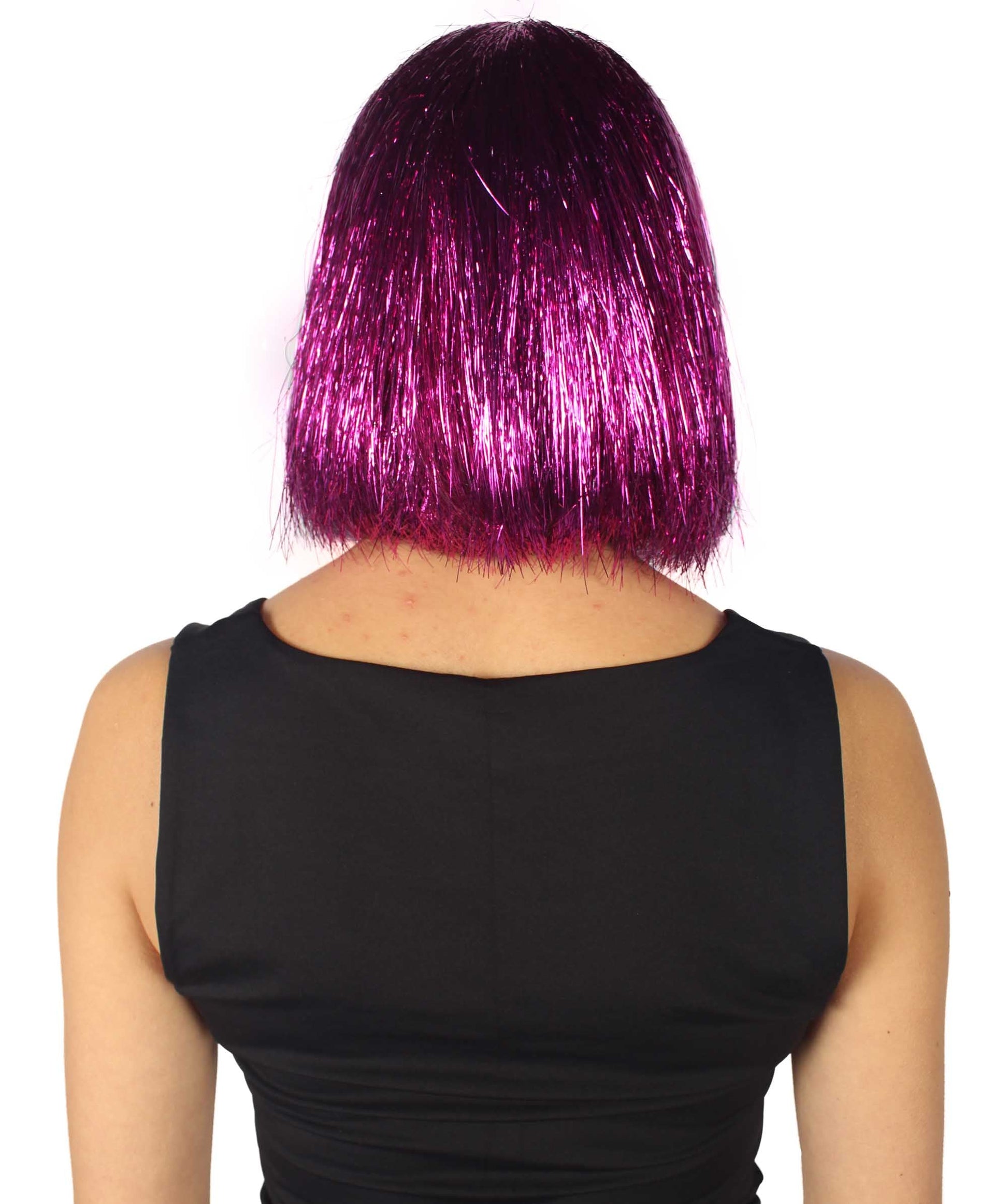 Dark Purple Bob Tinsel Wig