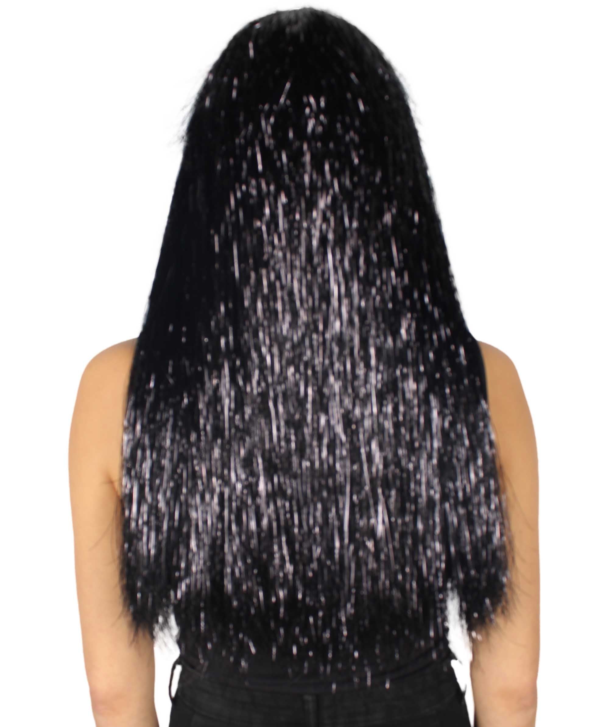 Black tinsel wig best sale