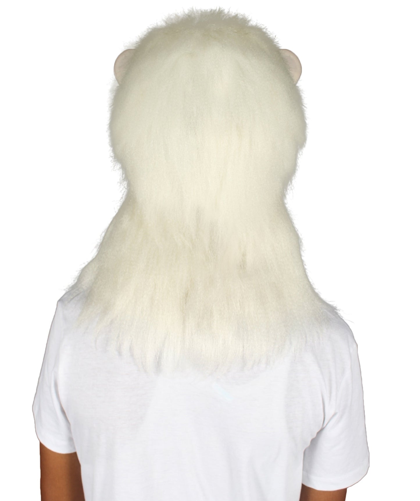 HPO White Polar Bear Wig with Mask - Long Synthetic Fibers | Premium Breathable Capless Cap