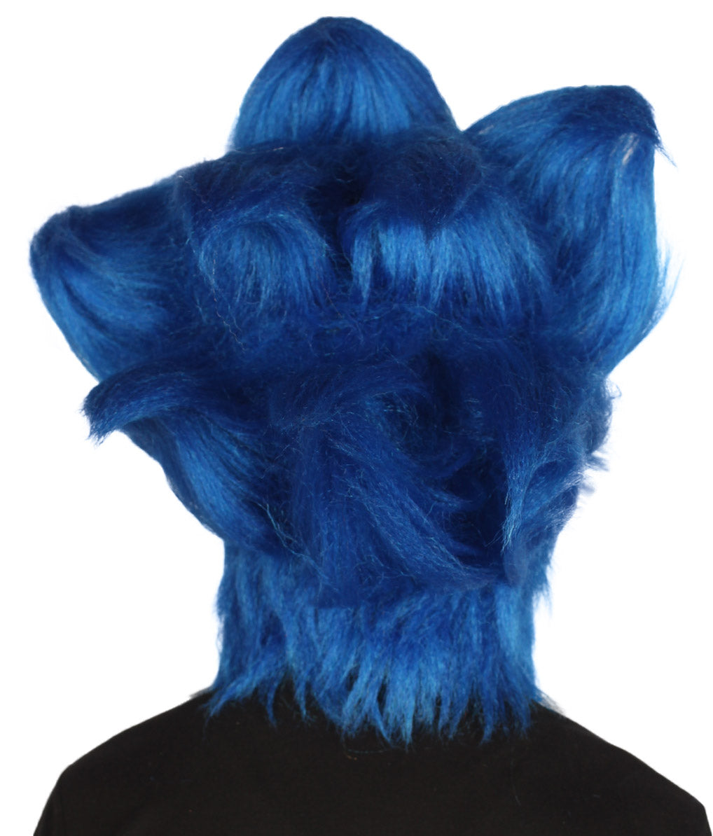 Furry Game | Men's White and Blue Straight Long Furry Hedgehog Costume Fancy Wig | Premium Breathable Capless Cap