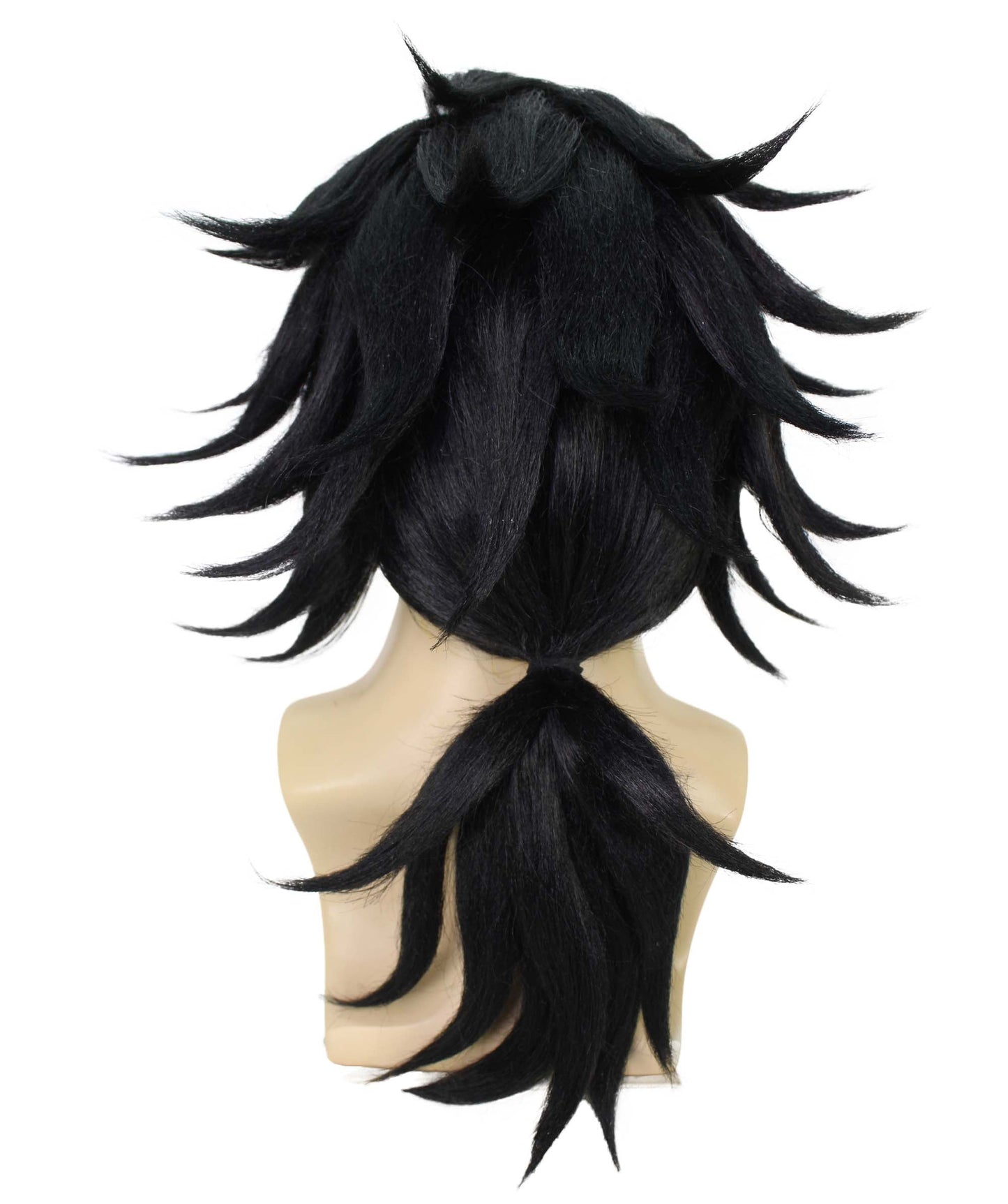 HPO  Men's Anime Demon Warrior Black Wig with Fringy Bangs