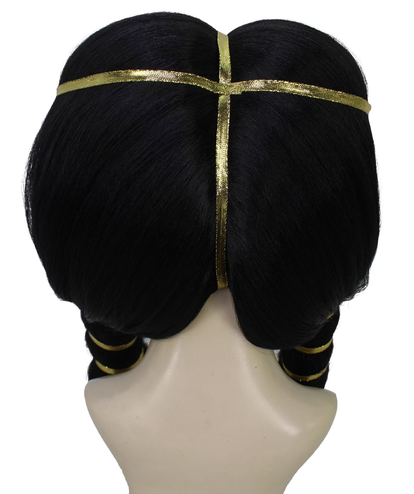 Women's Ancient Egyptian Straight Black Wig with Golden Ornaments, Best for Halloween, Flame-retardant Synthetic Materials