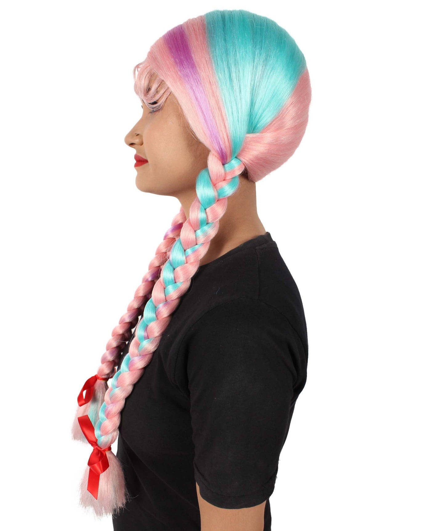 Mixed Pink Multiple Colors Option Long Braided Wig