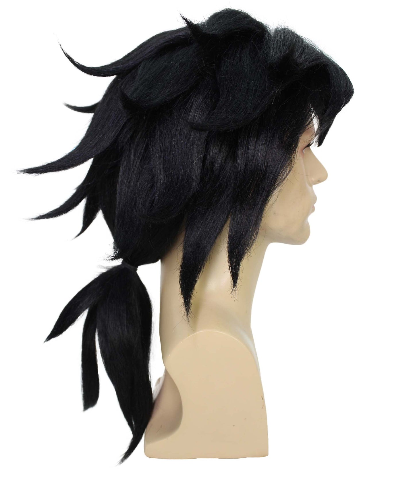 HPO  Men's Anime Demon Warrior Black Wig with Fringy Bangs