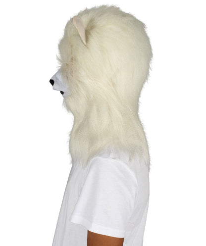 HPO White Polar Bear Wig with Mask - Long Synthetic Fibers | Premium Breathable Capless Cap