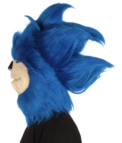 Furry Game | Men's White and Blue Straight Long Furry Hedgehog Costume Fancy Wig | Premium Breathable Capless Cap